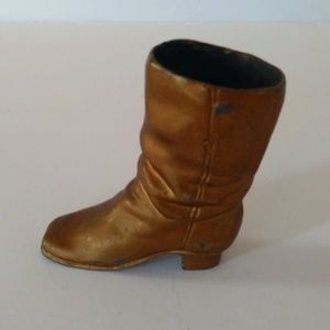Vintage Cast Iron Miniature Gold Painted Cowboy Boot Sculpture